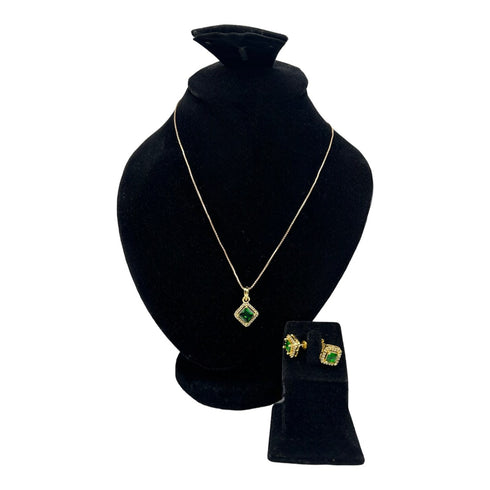 Garnet Glamour Green Stone Jewelry Set - D82 - 5